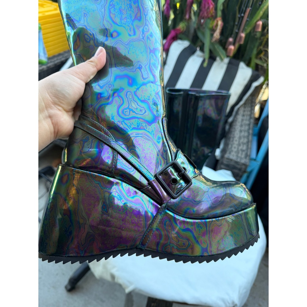 killstar watchtower Holographic Oil Slick Iridescent Platform Boots Size 10 - Picture 5 of 8